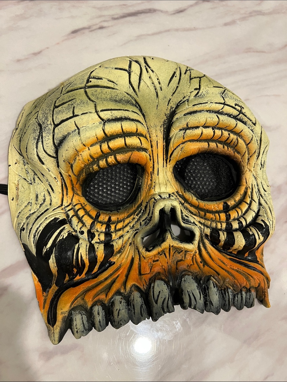 Horror Skull Decorative Adult Mask in Yellow & Orange Halloween Costume Party